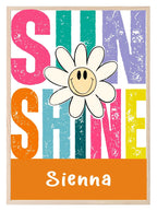 Sunshine Daisy Print | Colourful | Personalised Name | Nursery Wall Art - Larosier Prints