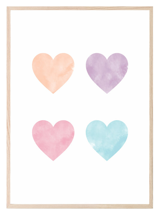 Love Hearts Print | Colourful | Kids Wall Art