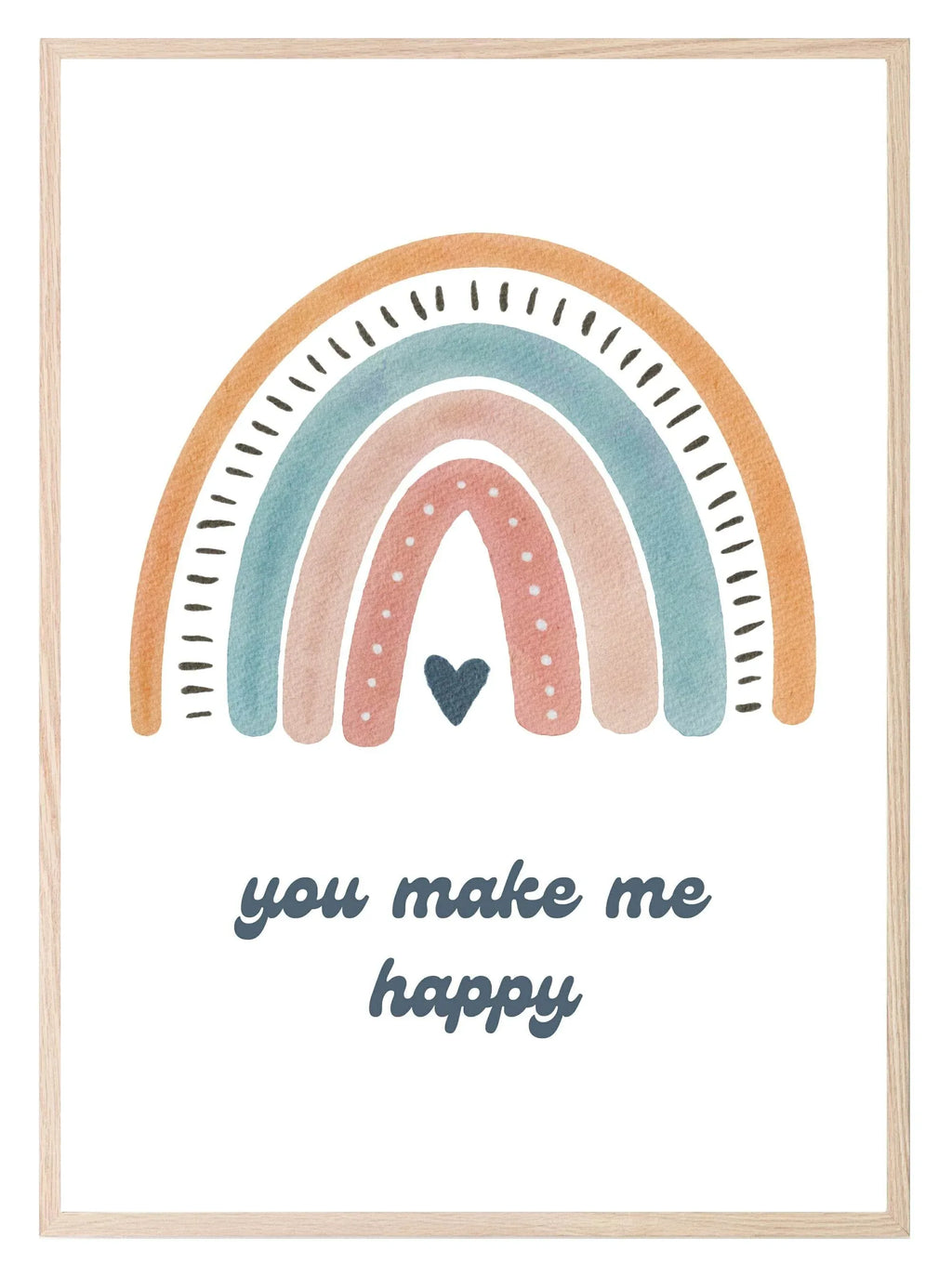 You Make Me Happy Rainbow Print | Colourful | Kids Wall Art - Larosier Prints