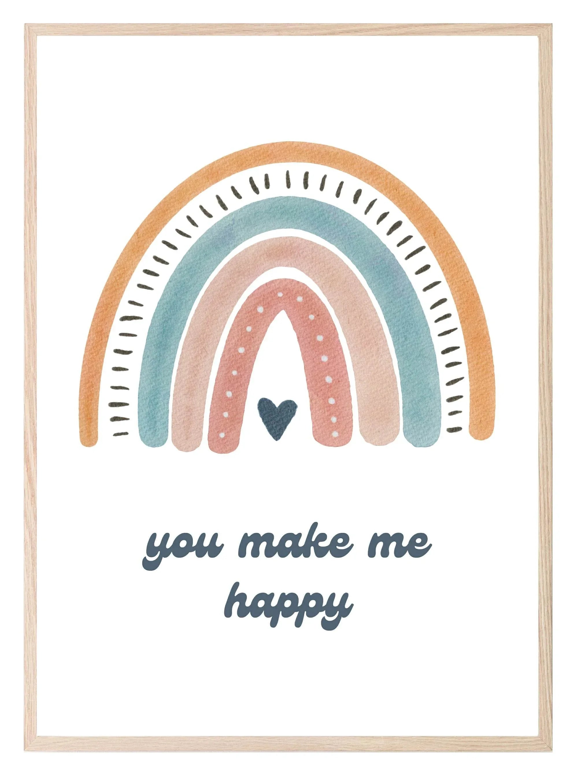 You Make Me Happy Rainbow Print | Colourful | Kids Wall Art - Larosier Prints