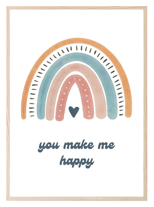 You Make Me Happy Rainbow Print | Colourful | Kids Wall Art