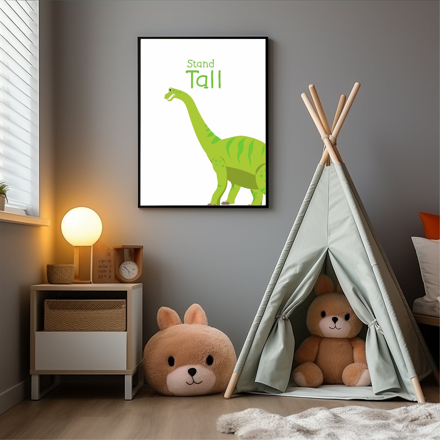 Stand Tall Dinosaur Print | Kids Wall Art