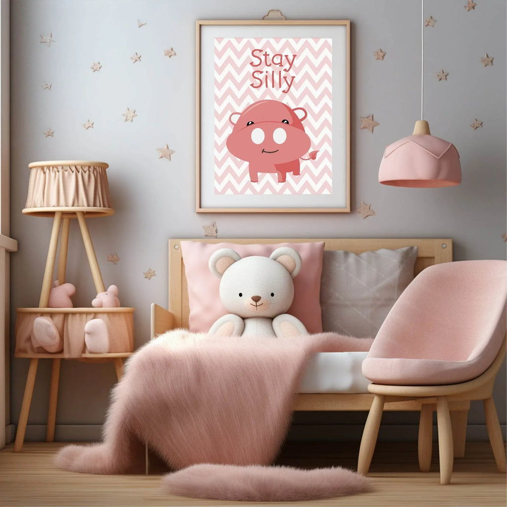 Stay Silly Print | Waves | Pink | Kids Wall Art - Larosier Prints
