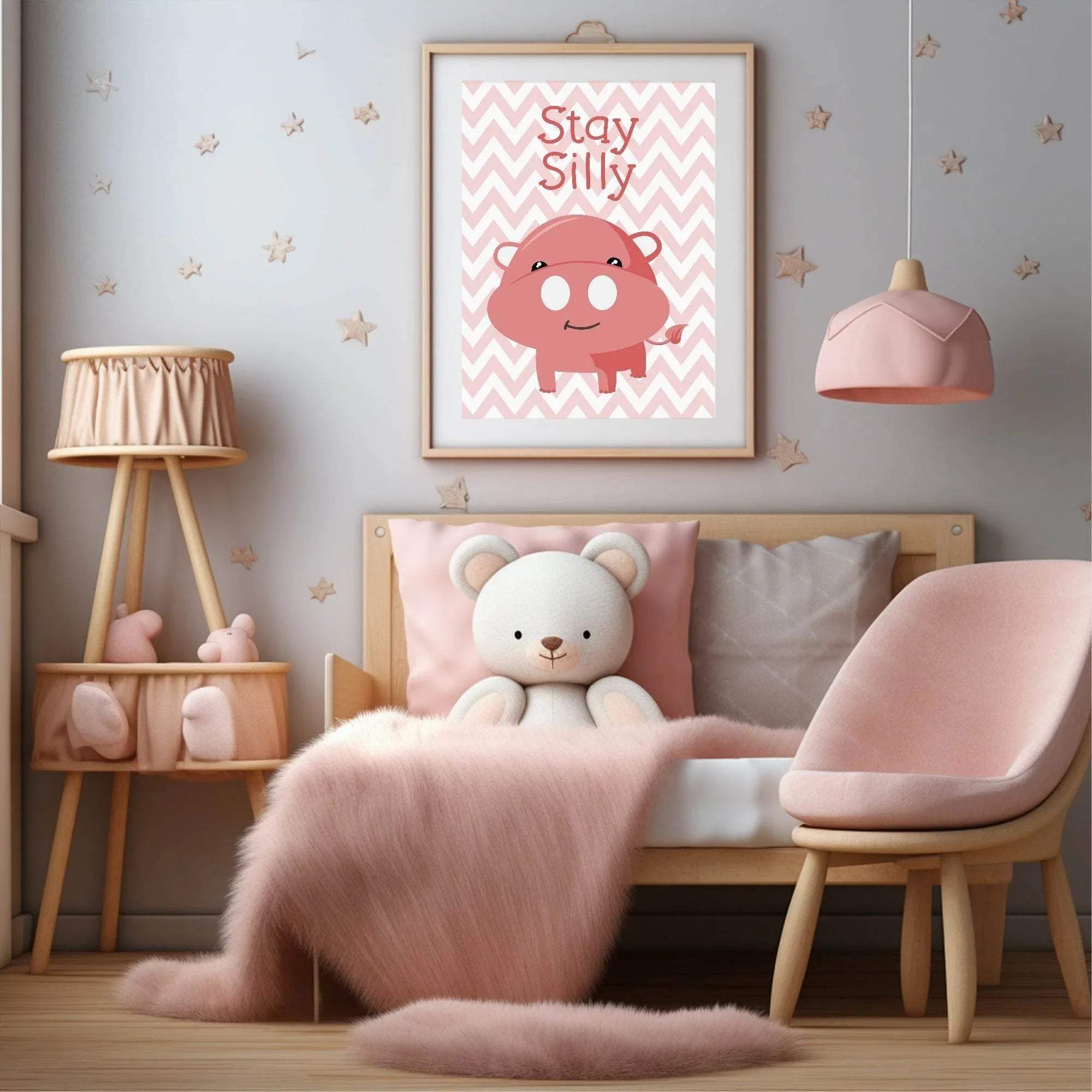 Stay Silly Print | Waves | Pink | Kids Wall Art - Larosier Prints