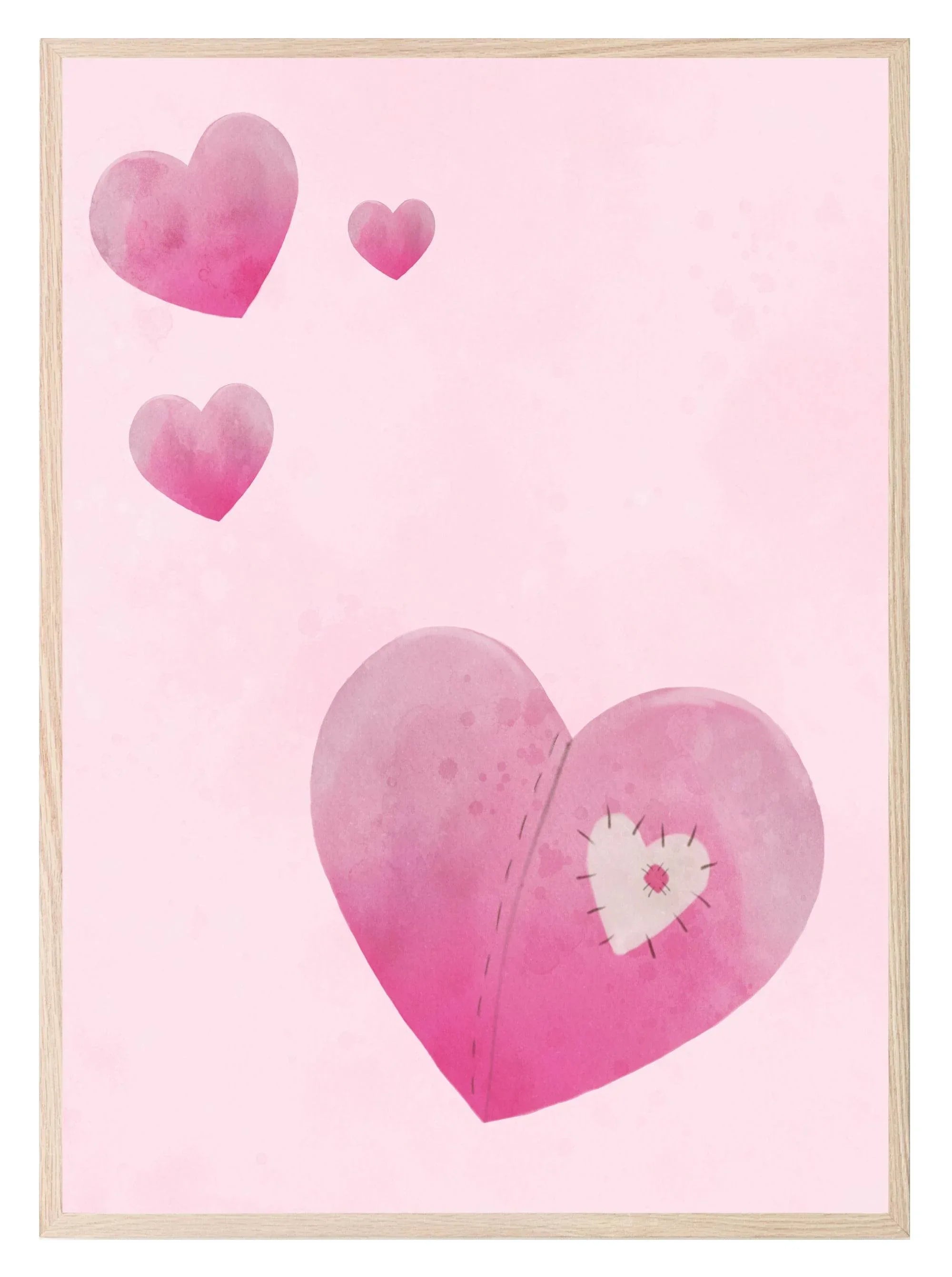 Love Heats Print | Pink | Kids Wall Art - Larosier Prints