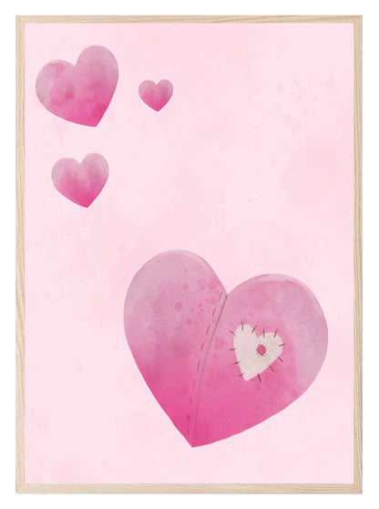 Love Heats Print | Pink | Kids Wall Art