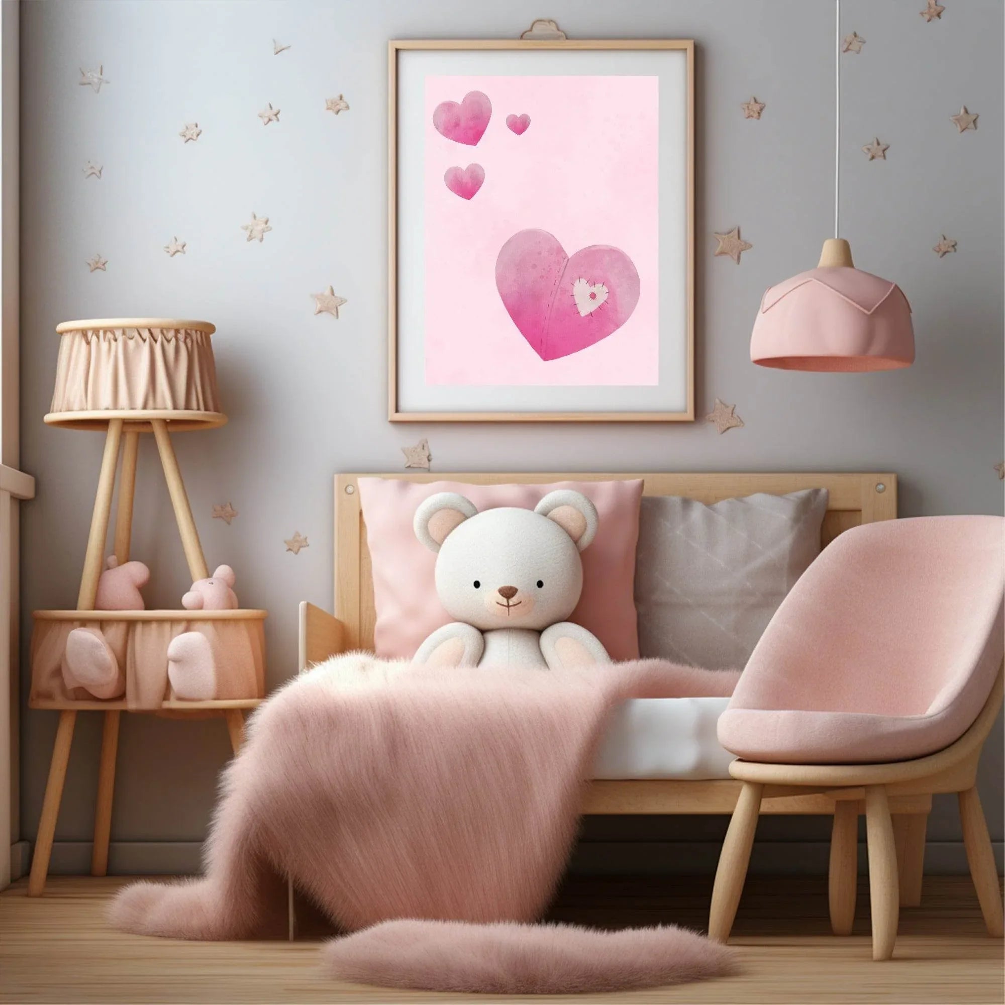 Love Heats Print | Pink | Kids Wall Art - Larosier Prints