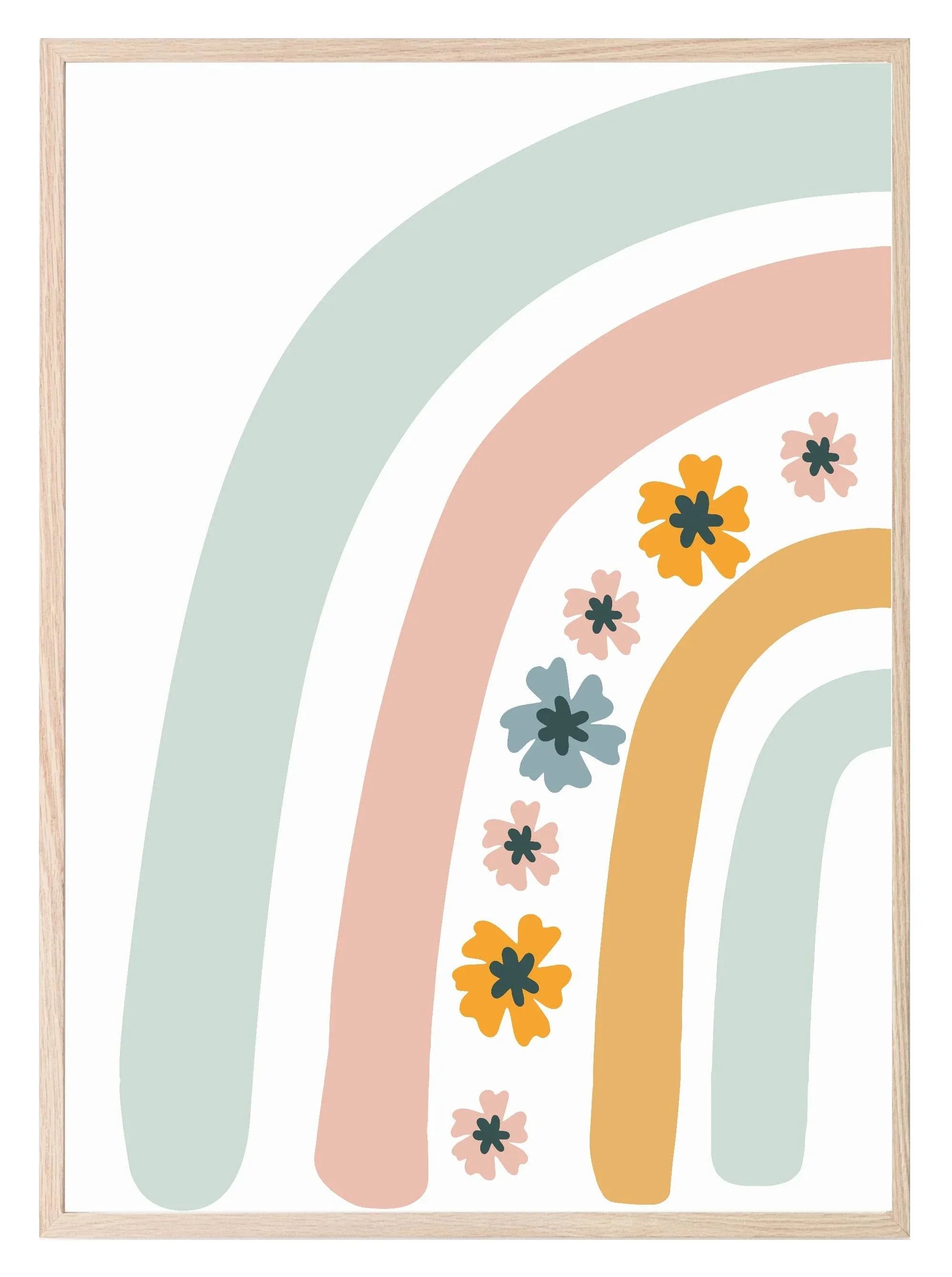 You Are So Loved Little One Print | Floral Rainbow | Mint Green & Pink | Kids Wall Art - Larosier Prints