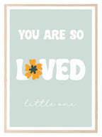 You Are So Loved Little One Print | Floral Rainbow | Mint Green & Pink | Kids Wall Art - Larosier Prints