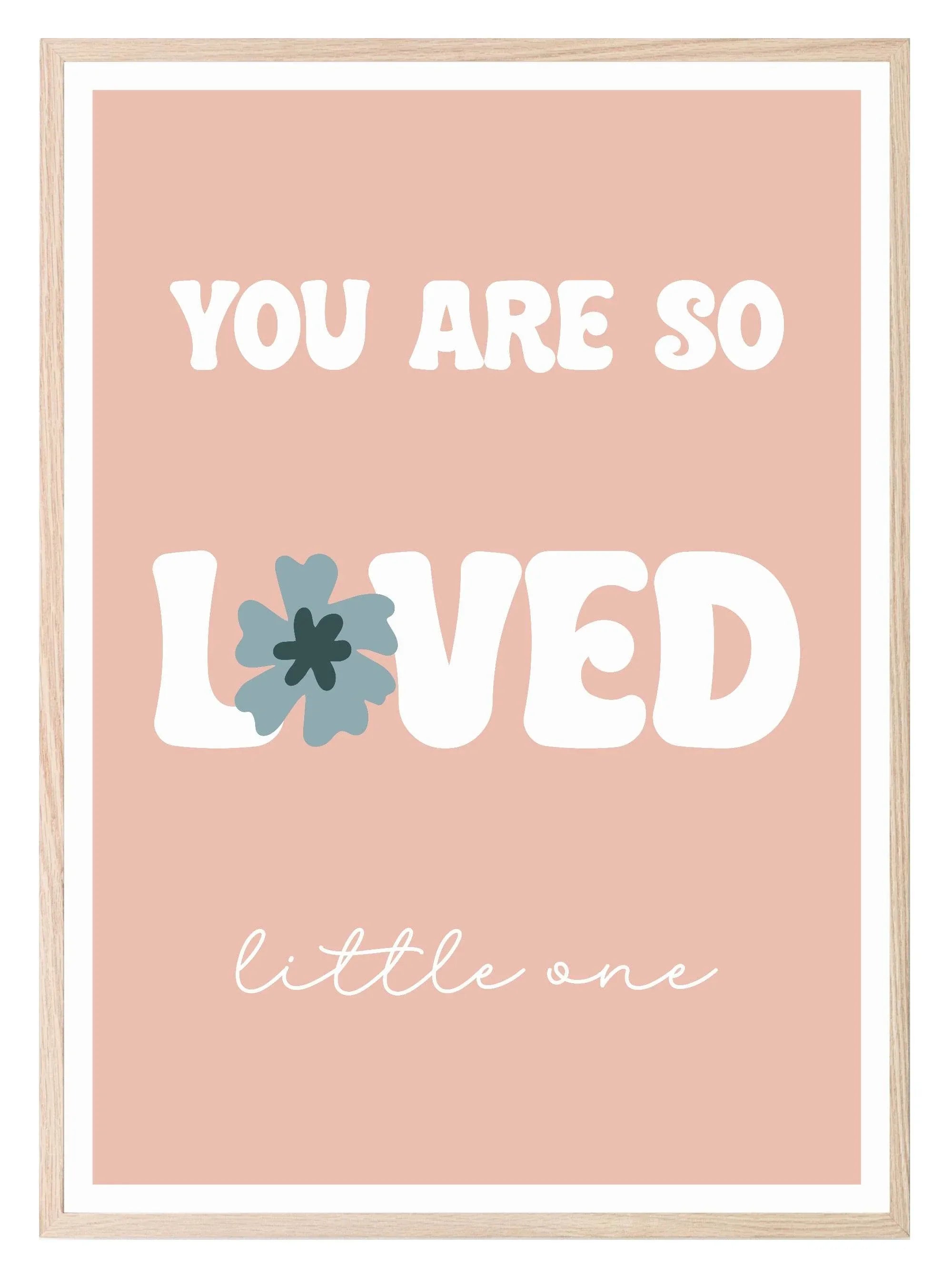 You Are So Loved Little One Print | Floral Rainbow | Mint Green & Pink | Kids Wall Art - Larosier Prints