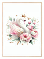 Floral Swan Queen Print | Yellow | Kids Wall Art - Larosier Prints