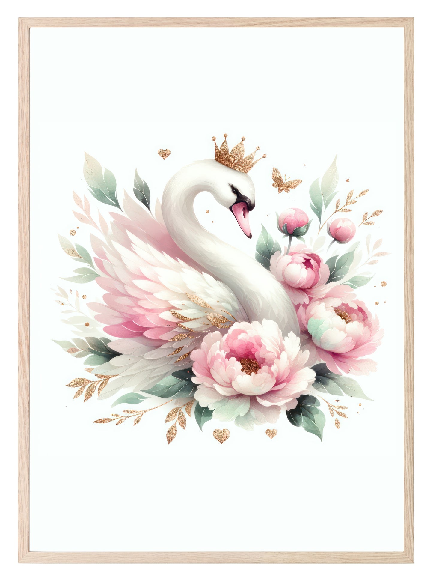 Floral Swan Queen Print | Yellow | Kids Wall Art