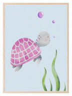 Pink Sea Turtle Print | Kids Wall Art - Larosier Prints