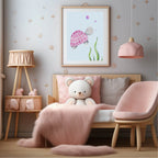 Pink Sea Turtle Print | Kids Wall Art - Larosier Prints