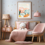 Watercolour Elephants Print | Floral | Colourful Kids Wall Art - Larosier Prints