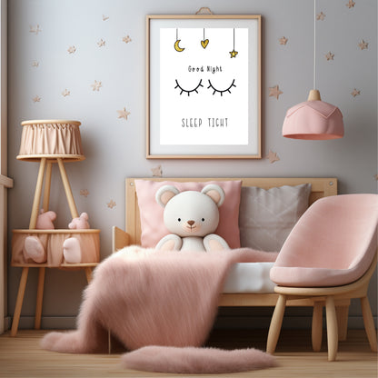 Good Night Sleep Tight Print | Kids Wall Art