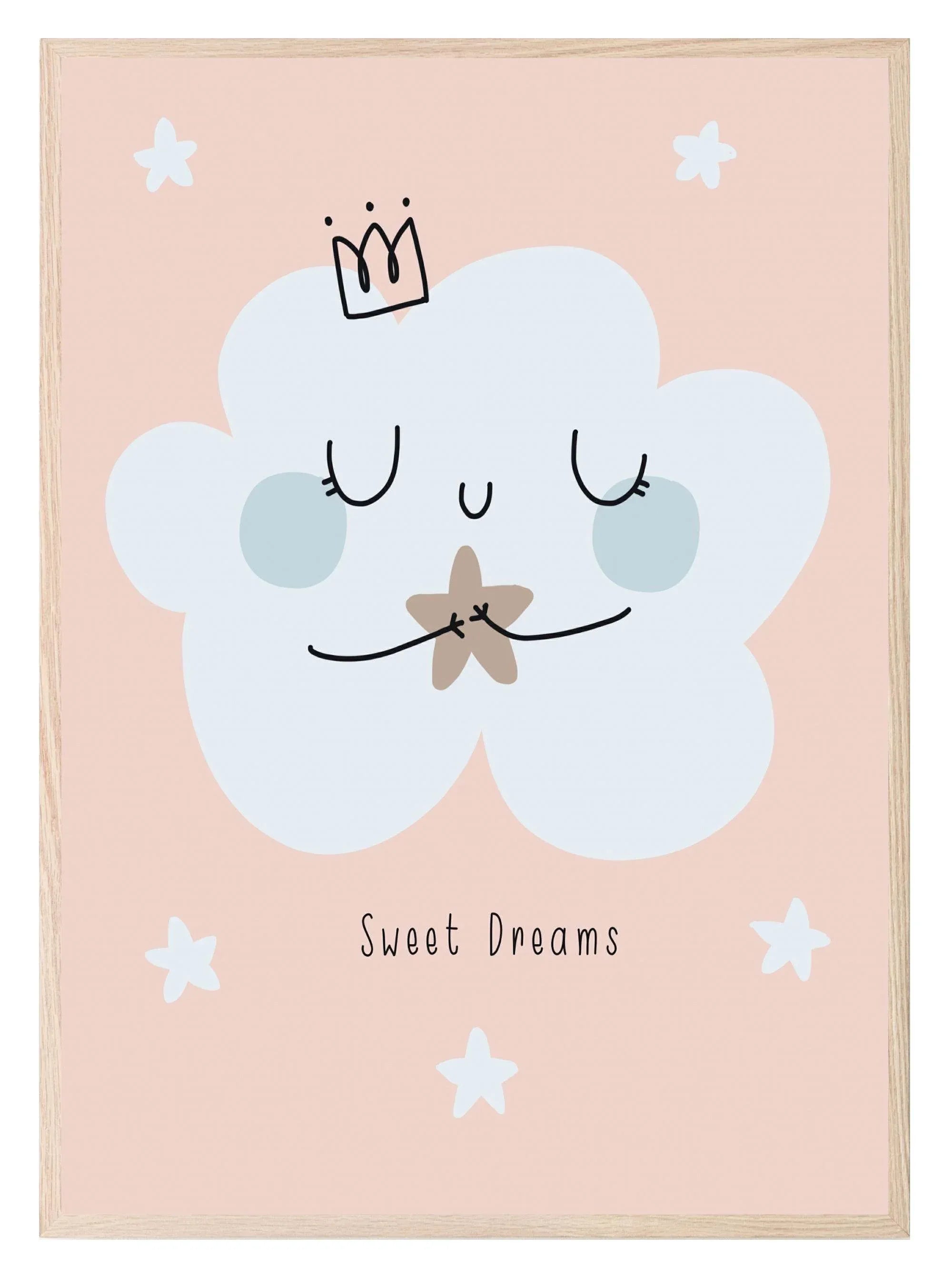 Sweet Dreams Cloud Print | Pink | Kids Wall Art - Larosier Prints