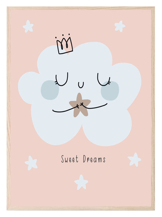 Sweet Dreams Cloud Print | Pink | Kids Wall Art