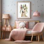 Floral Llama Print | Kids Wall Art - Larosier Prints