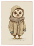 Owl In Winter Coat Print | Antique | Kids Wall Art - Larosier Prints