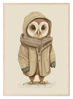 Owl In Winter Coat Print | Antique | Kids Wall Art - Larosier Prints