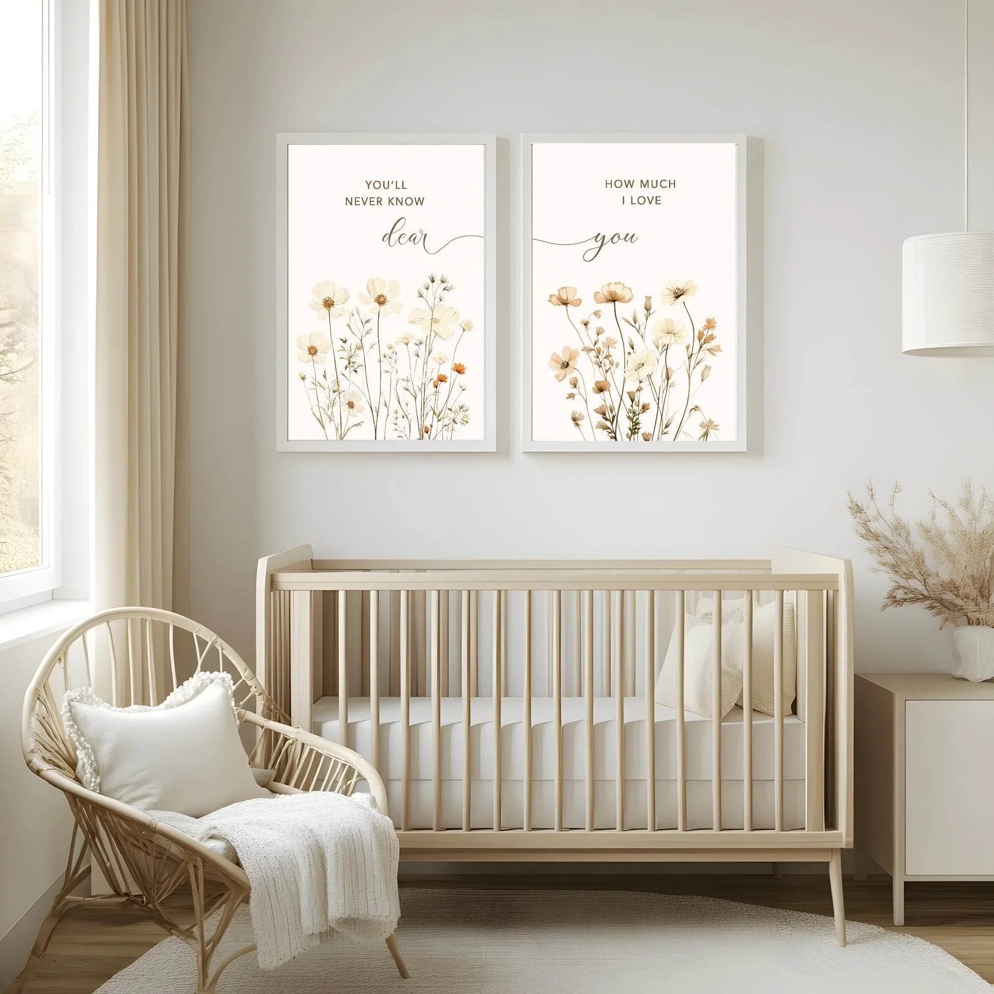 You'll Never Know Dear How Much I Love You Print | Floral | Pink | Kids Wall Art - Larosier Prints