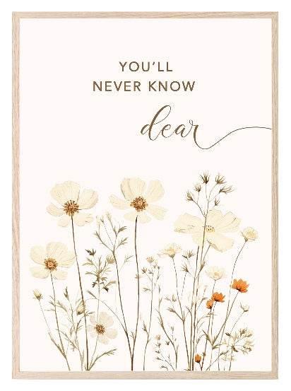 You'll Never Know Dear How Much I Love You Print | Floral | Pink | Kids Wall Art - Larosier Prints