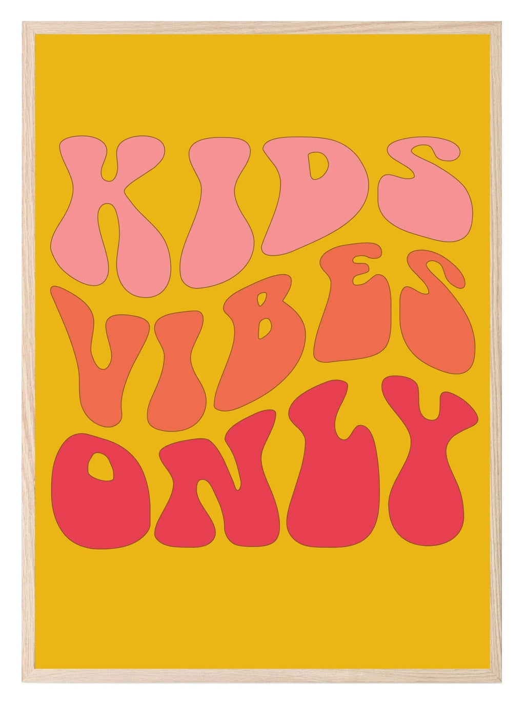 Kids Vibes Only Print | Orange, Pink & Red | Kids Wall Art - Larosier Prints