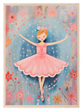 Pink Ballerina Print | Floral | Oil Painting | Kids Wall Art - Larosier Prints
