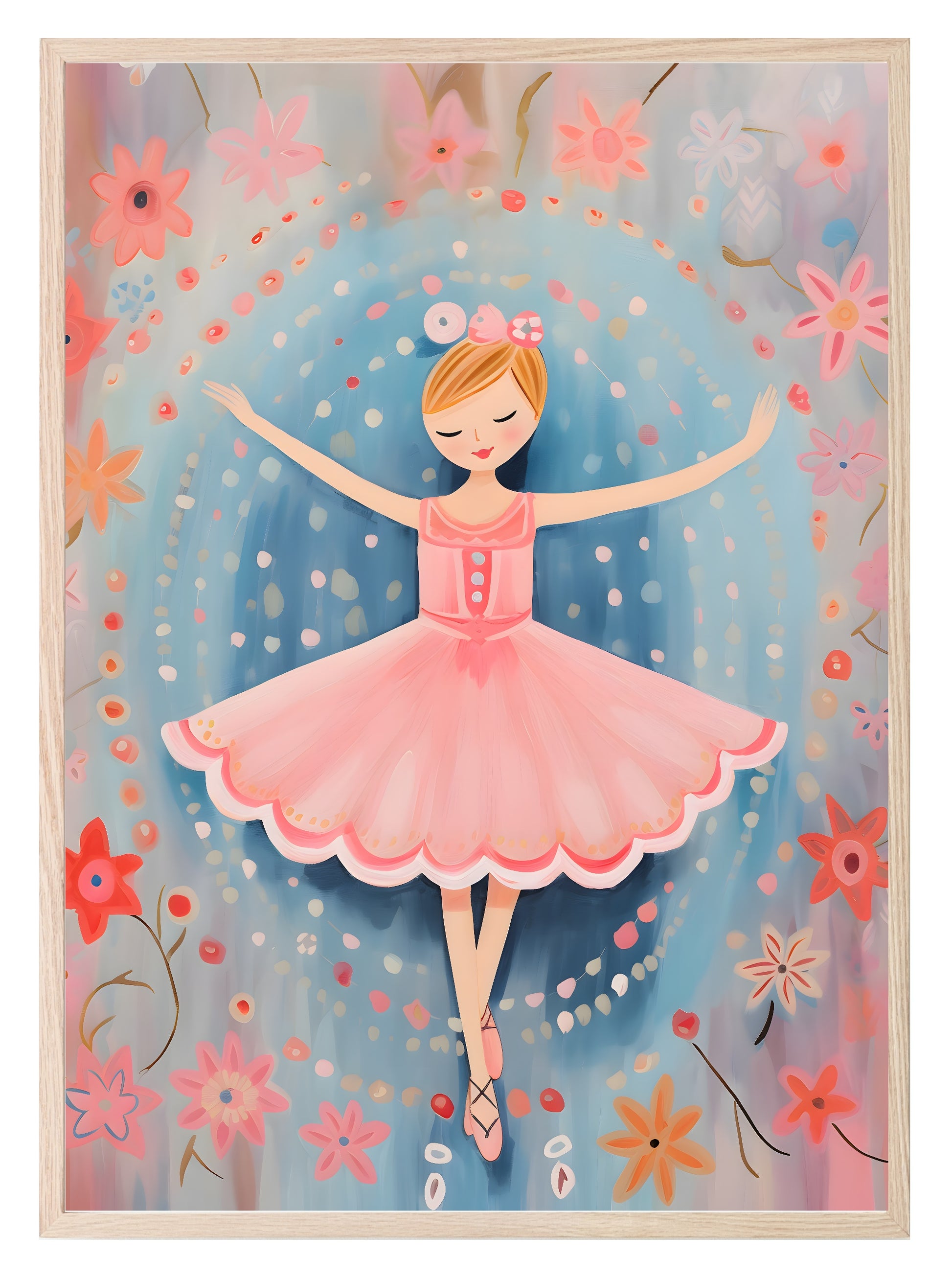 Pink Ballerina Print | Floral | Oil Painting | Kids Wall Art