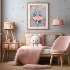 Pink Ballerina Print | Floral | Oil Painting | Kids Wall Art - Larosier Prints