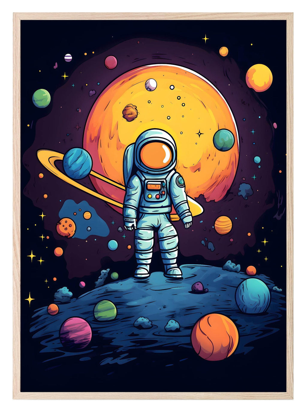 Spaceman On The Moon Print | Kids Wall Art - Larosier Prints