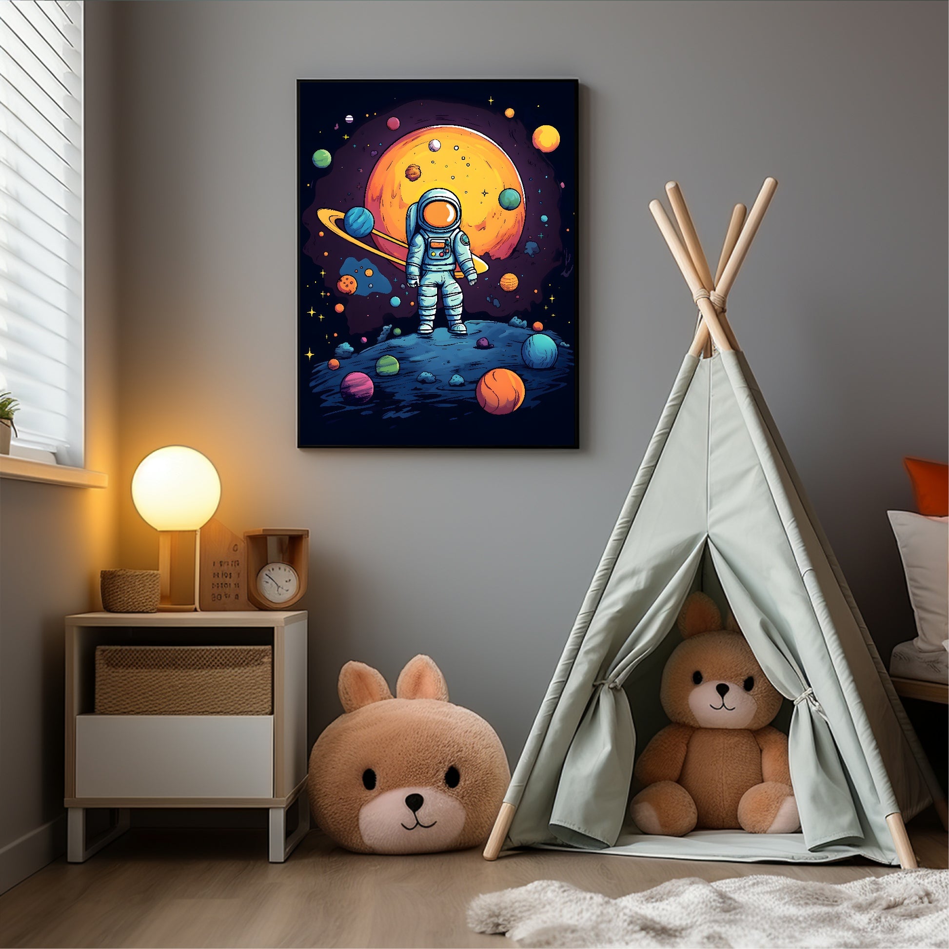 Spaceman On The Moon Print | Kids Wall Art