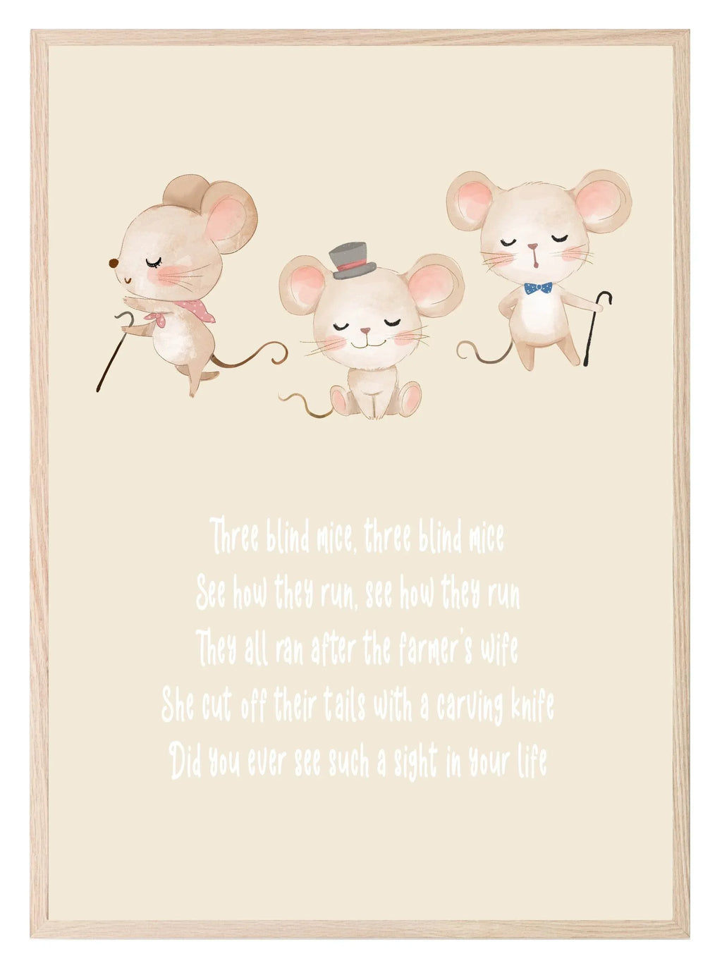Three Blind Mice Print | Kids Wall Art - Larosier Prints