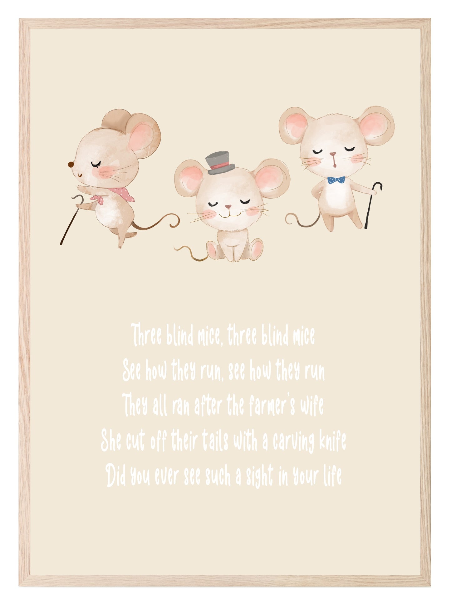 Three Blind Mice Print | Kids Wall Art