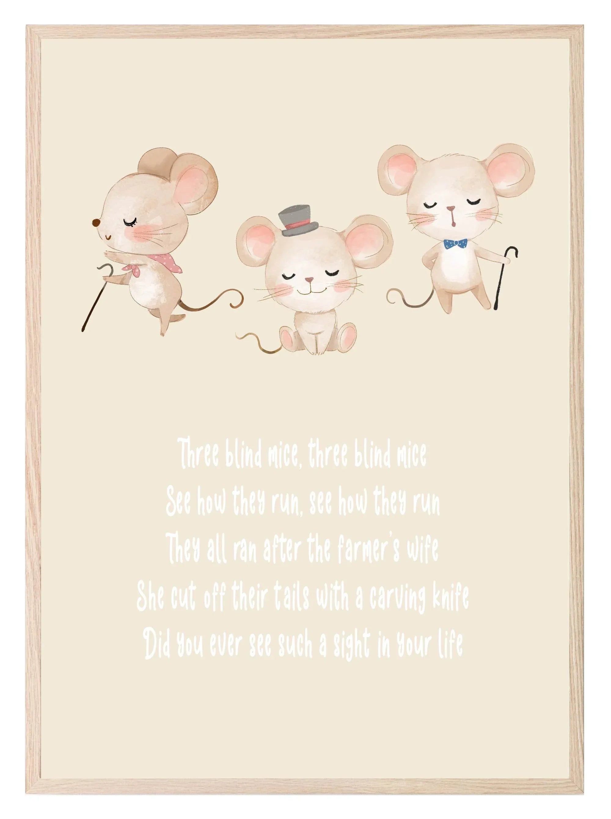 Three Blind Mice Print | Kids Wall Art - Larosier Prints