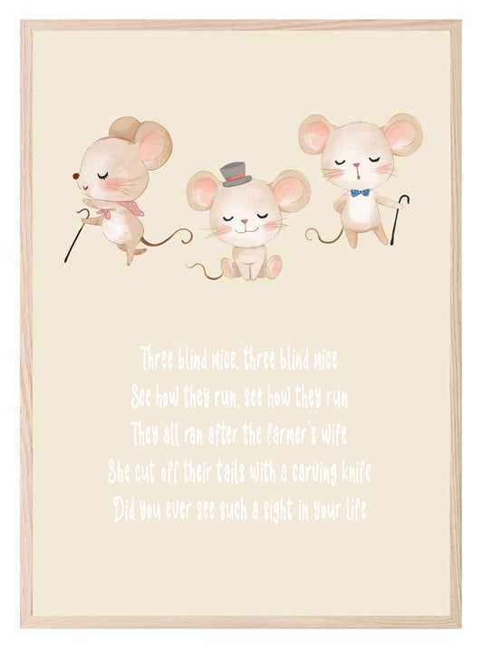 Three Blind Mice Print | Kids Wall Art