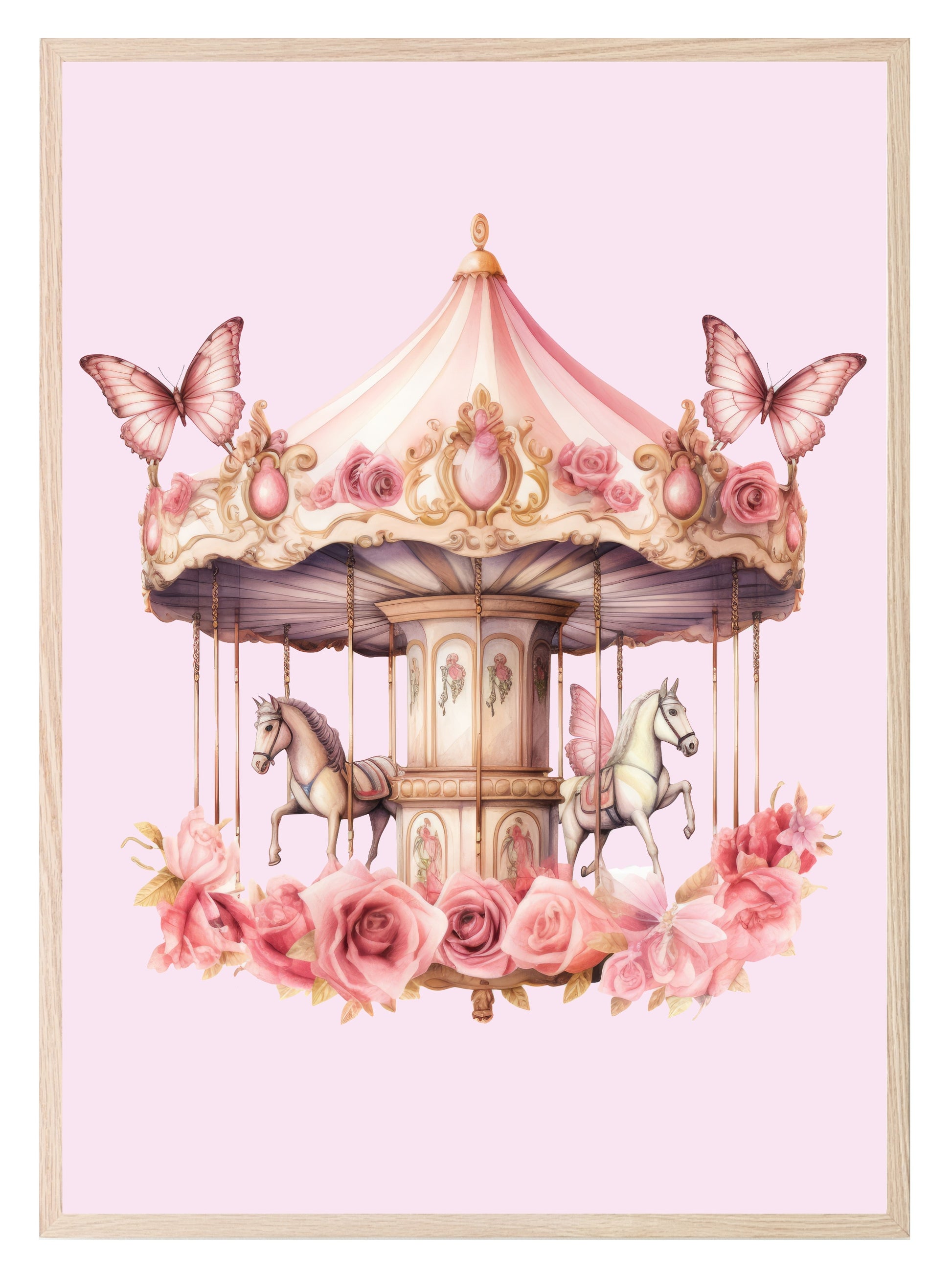 Pink Carousel Print | Kids Wall Art