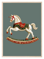 Rocking Horse Print | Green | Kids Wall Art - Larosier Prints