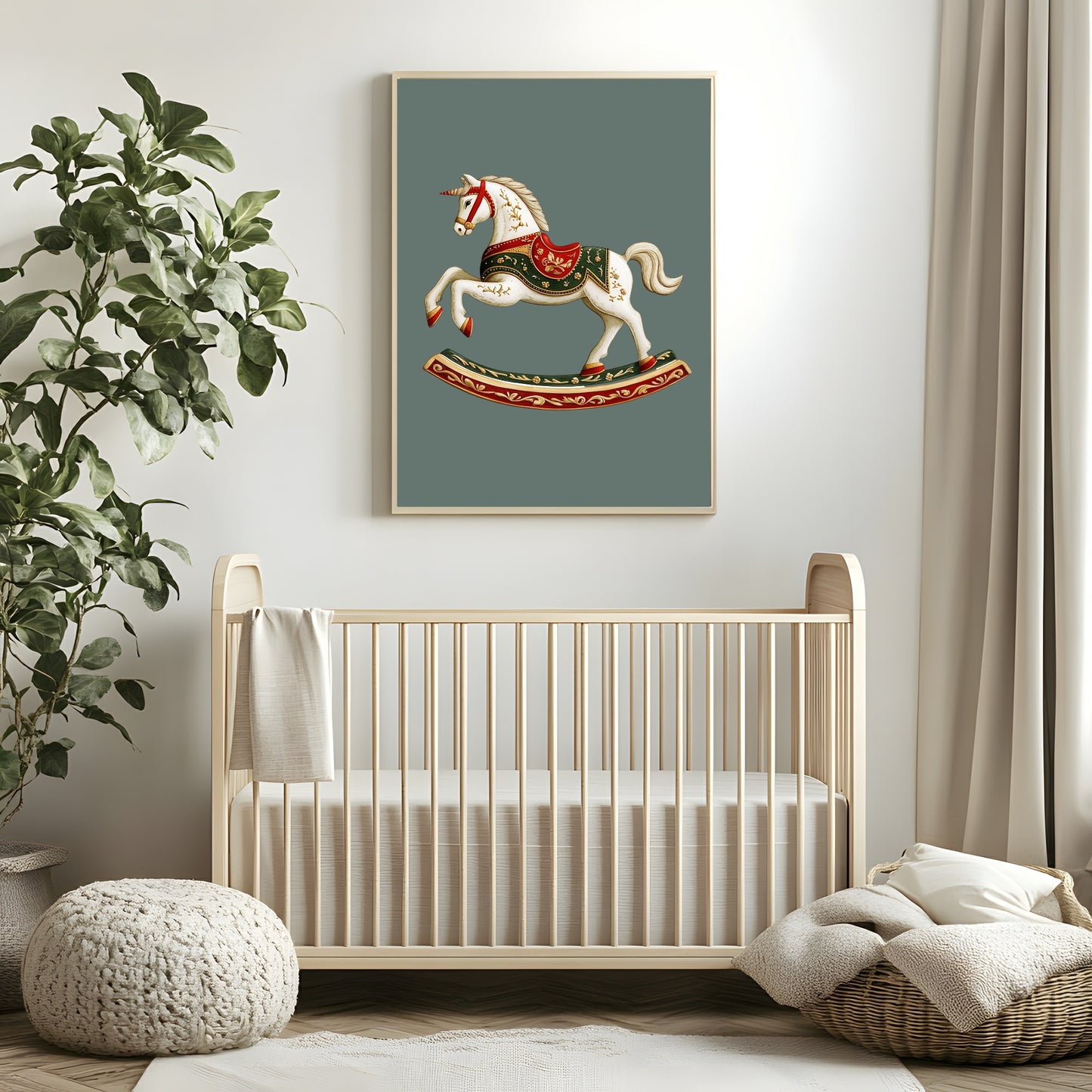 Rocking Horse Print | Green | Kids Wall Art