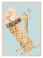 Baby Giraffe With Her Ice Cream Print | Kids Wall Art - Larosier Prints