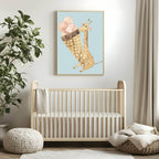 Baby Giraffe With Her Ice Cream Print | Kids Wall Art - Larosier Prints