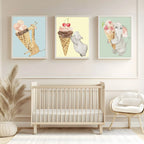 Baby Hippo With His Ice Cream Print | Kids Wall Art - Larosier Prints