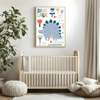 Abstract Dinosaur Print | Colourful | Floral | Kids Wall Art - Larosier Prints