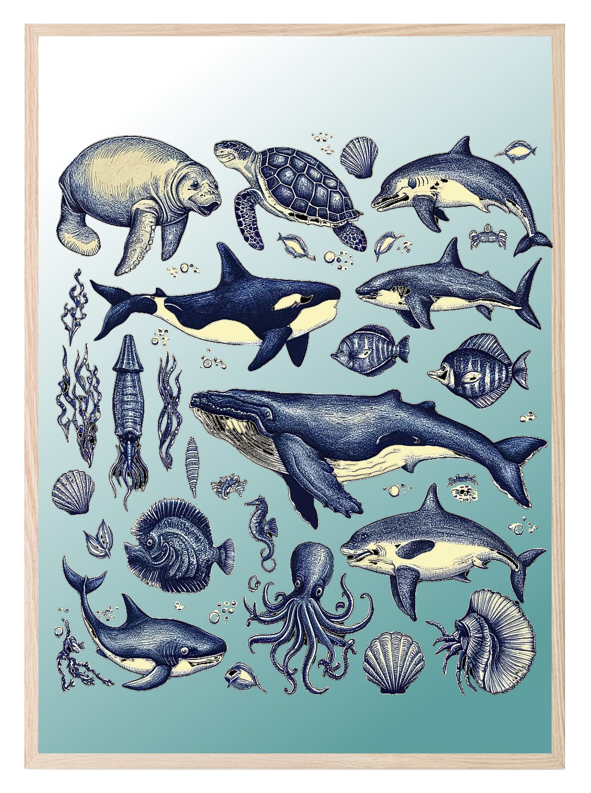 Vintage Sea Animals Print | Kids Wall Art