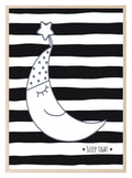 Sleep Tight Moon Print | Stripes | Monochrome | Kids Wall Art - Larosier Prints