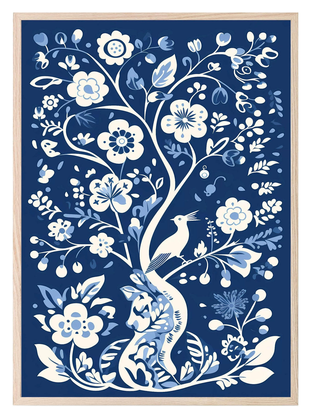 Willow Tree Print | White & Blue | Kids Wall Art - Larosier Prints