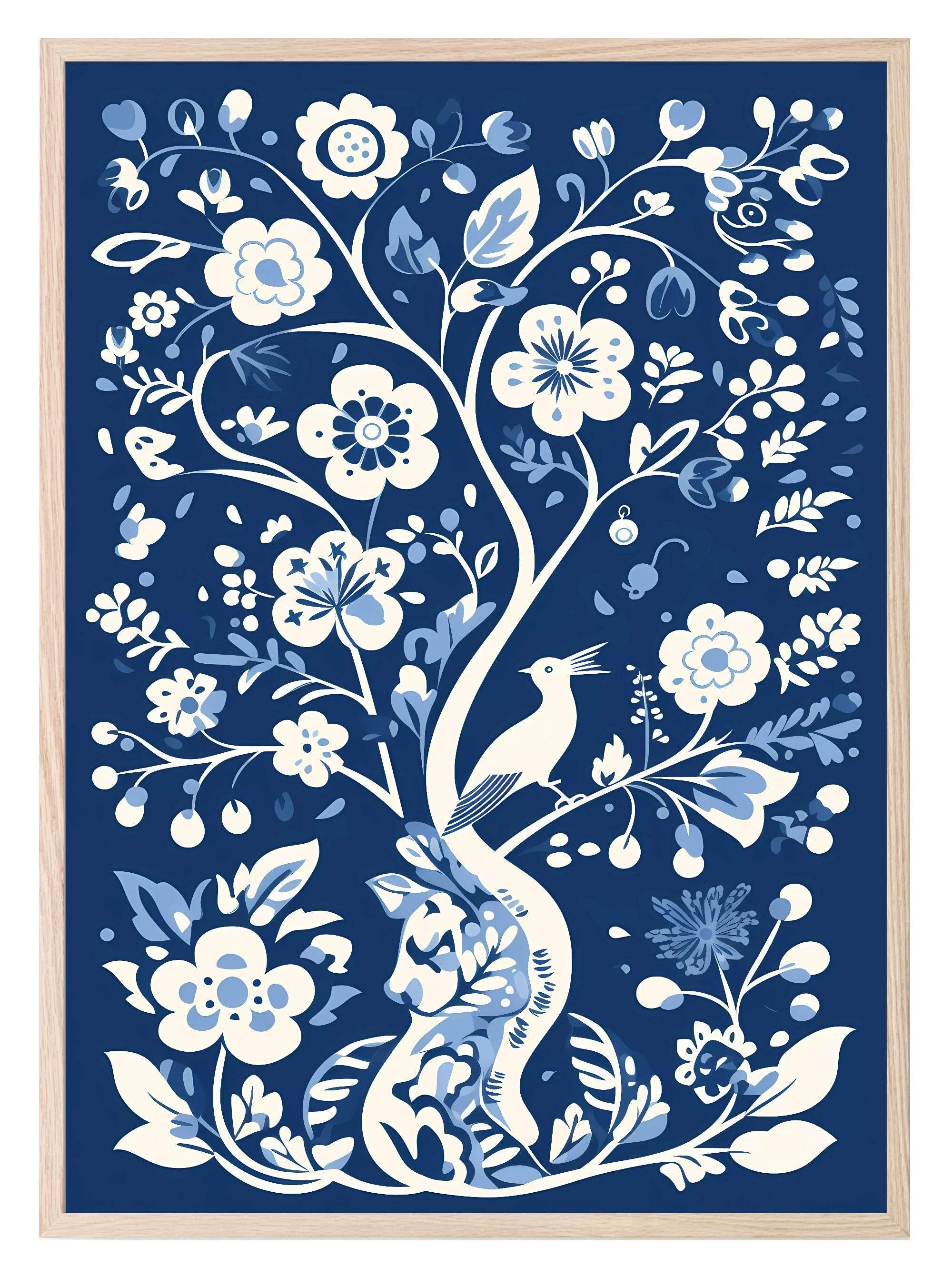 Willow Tree Print | White & Blue | Kids Wall Art - Larosier Prints