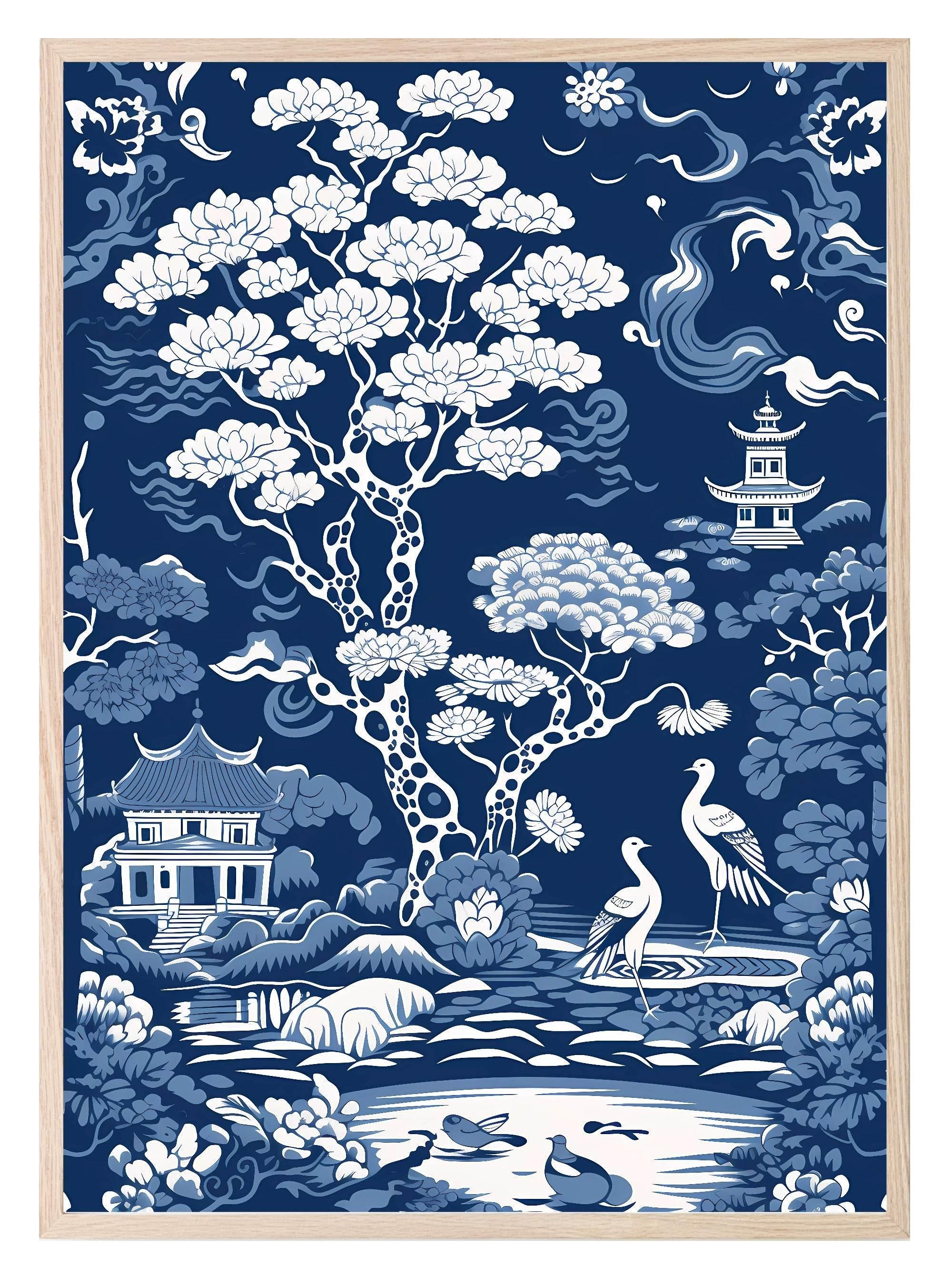 Willow Tree Print | White & Blue | Kids Wall Art - Larosier Prints