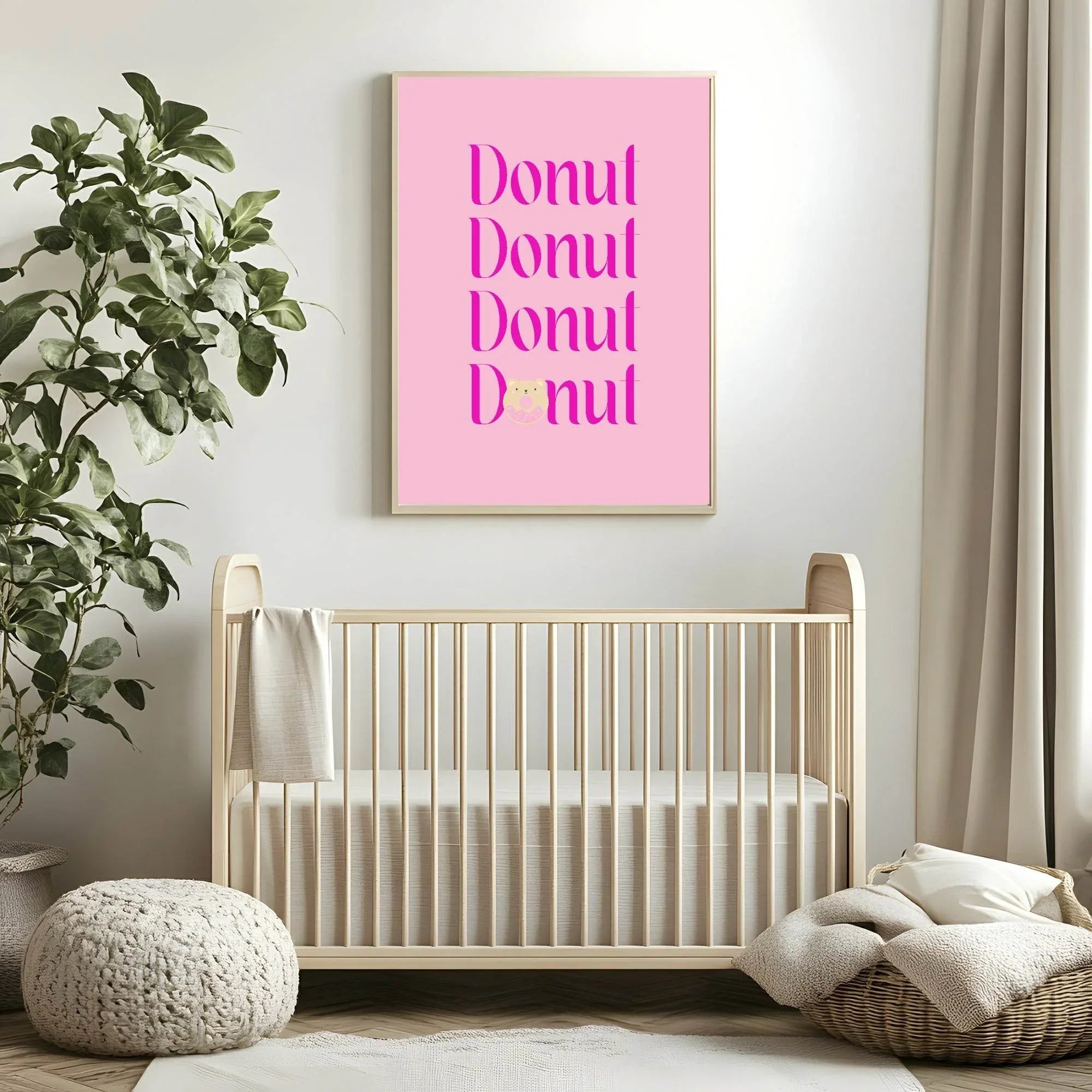 Donut Donut Donut Donut Print | Pink | Kids Wall Art - Larosier Prints